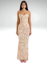 dresses : Alma | Ensemble Femme Élastique Bustier Jupe Maxi in Imprimé floral van Seroa