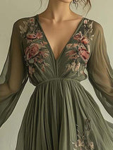 Robe longue en mousseline imprimée fleurie pour femme