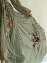 Robe longue en mousseline imprimée fleurie pour femme