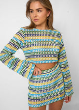 dresses : Anika – Ensemble deux pièces à motifs fait main au crochet in Bleu van Seroa