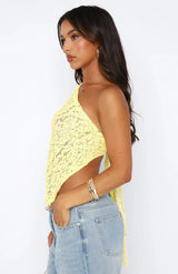 top blouses : Lena - Élégant Crop top Asymétrique en Dentelle avec dos Ouvert in van Seroa