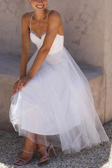 Elegantes langes Damenkleid aus Chiffon mit Trägern – Ideal für Abend, Ball, Brautjungfer