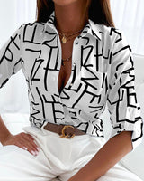 top blouses : Mia - Chemise Imprimée Tendance, Élégance et Confort in Blanc van Seroa