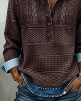 Chic Half-Button Collar Sweatshirt Button Half