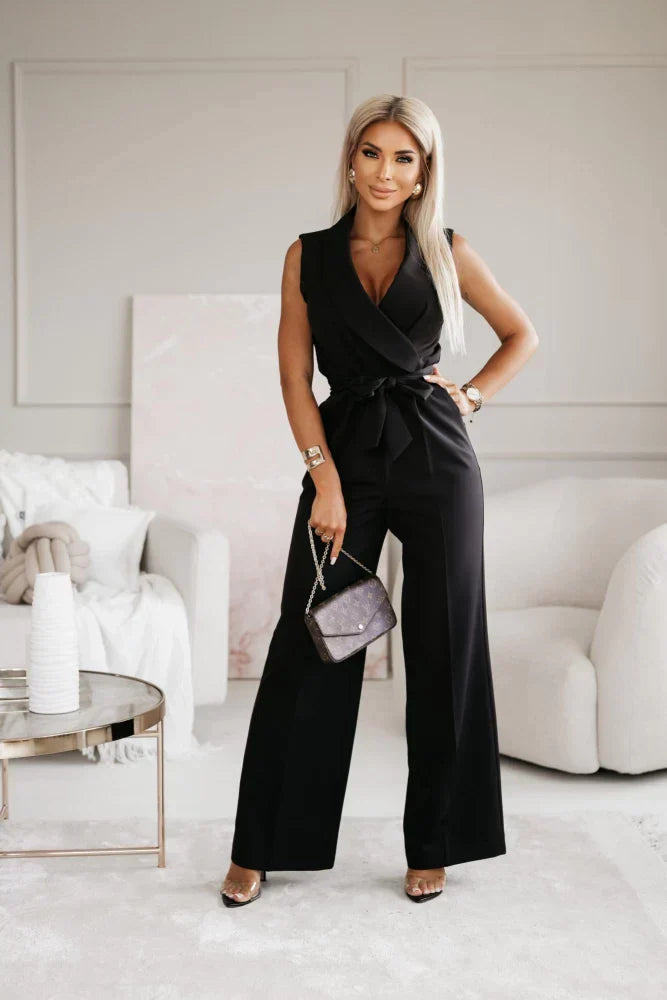 dresses : Sofia – Combinaison Élégante Sans Manches à Jambes Larges et Ceinture in van Seroa