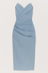 Robe Midi Femme Sans Bretelles avec Fente Élégante pour Cérémonie d'Été