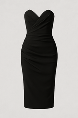 Trägerloses Midikleid mit Schlitz, elegant für Sommerzeremonien