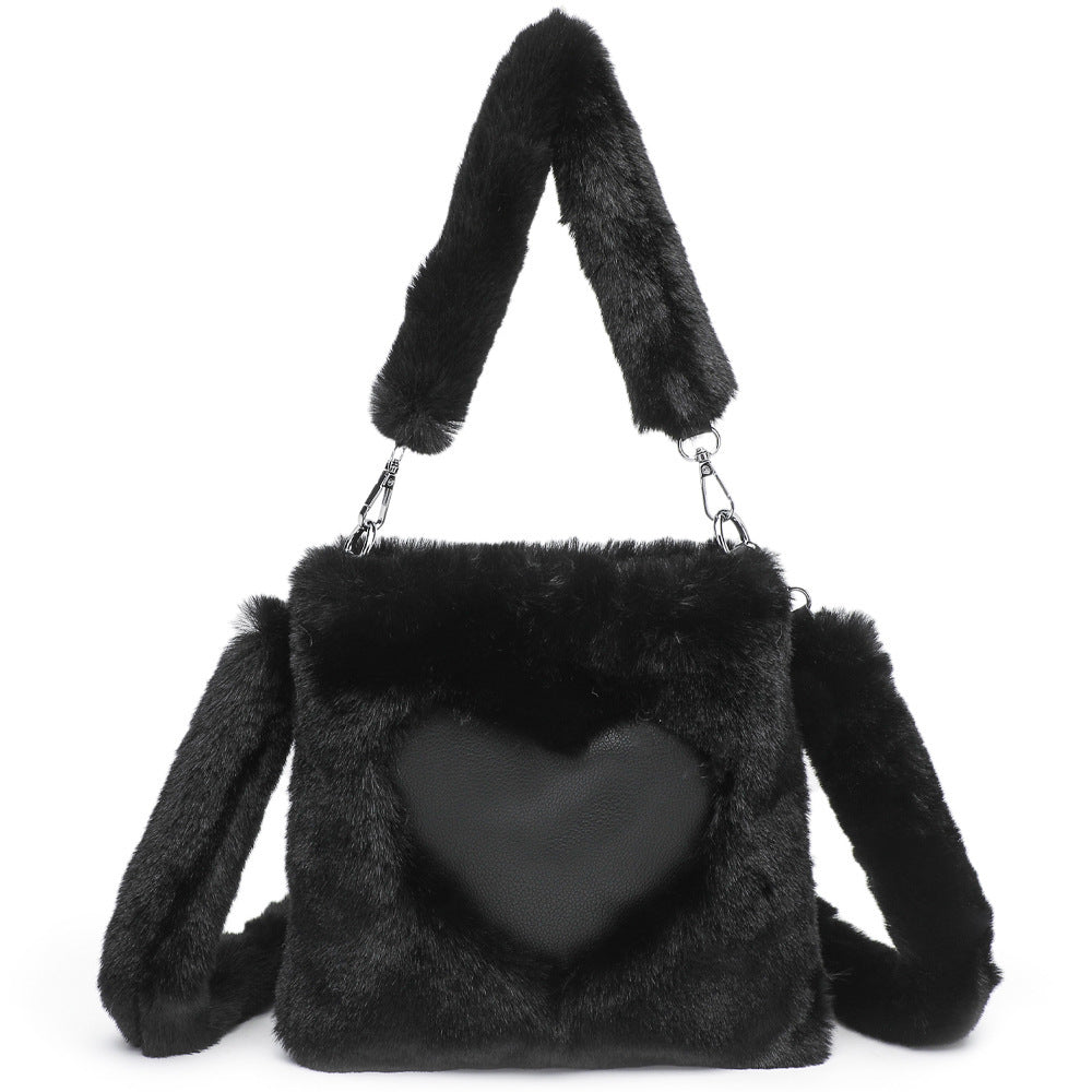 bags : Stella | Sac à Main Femme Moelleux en Forme de Cœur in Noir 22x22x4CM van Seroa