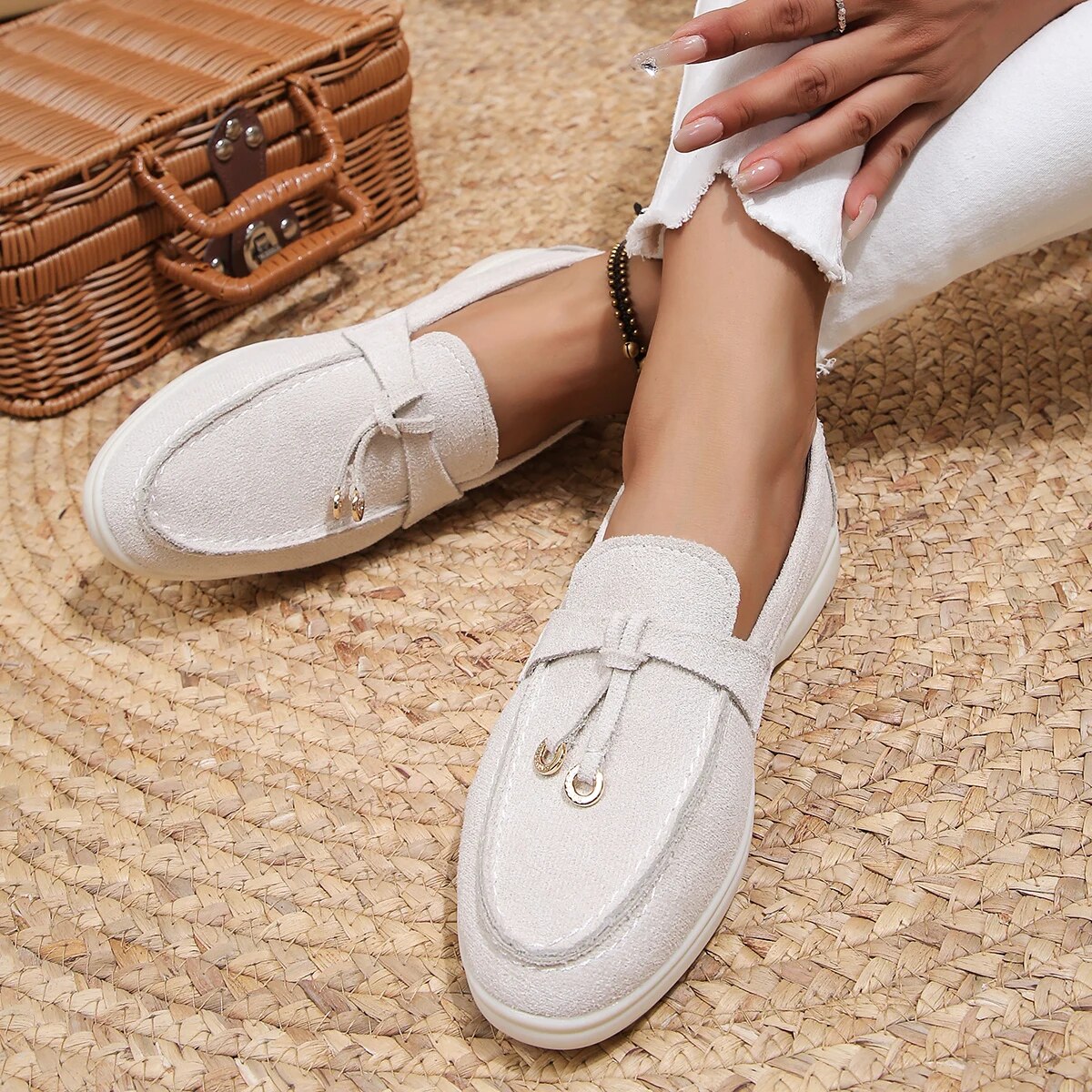 bags : Isabelle | Chaussures Femme Mocassins Cuir Élégants in Blanc van Seroa