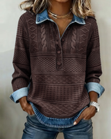 Chic Half-Button Collar Sweatshirt Button Half