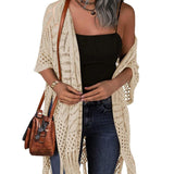Cozy Summer Hollow-Out Tassel Outerwear Cardigan