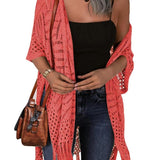 Cozy Summer Hollow-Out Tassel Outerwear Cardigan