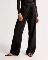skirts : Lena - Pantalon Élegant Taille Haute à Jambe Large et Coupe Tailleur in van Seroa