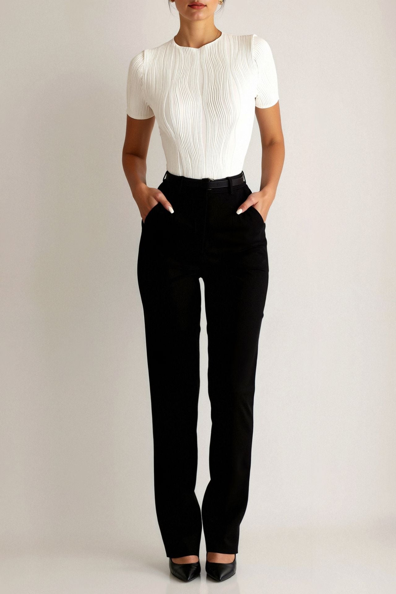 top blouses : Amelie - Haut Côtelé Structuré Chic in van Seroa