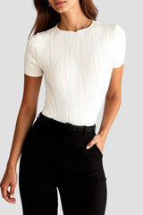 top blouses : Amelie - Haut Côtelé Structuré Chic in van Seroa