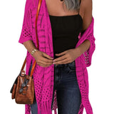 Cozy Summer Hollow-Out Tassel Outerwear Cardigan