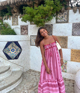dresses : Lina – Robe longue bohème fluide brodée in van Seroa