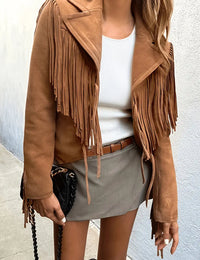 Vintage Wildlederjacke mit Fransen für einen Boho-Look – Damen