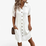 Leichtes Sommerkleid Damen aus Leinen-Baumwoll-Mischung - Perfekt für Strand und Urlaub