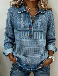 Chic Half-Button Collar Sweatshirt Button Half