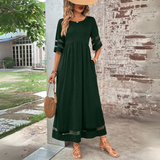 dresses : Andrea – Robe Longue Élégante avec Manches en Tulle pour un Style Chic Sans Effort in Vert van Seroa