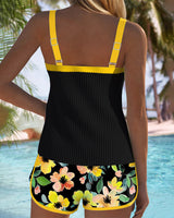 Maren Floral-Print Swimsuit Tank Top with Matching Boxer Bottoms