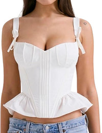 Elegantes Korsett-Top mit Basque und Knoten-Trägern Damen