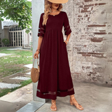 dresses : Andrea – Robe Longue Élégante avec Manches en Tulle pour un Style Chic Sans Effort in Bourgogne van Seroa