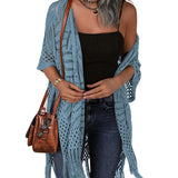 Cozy Summer Hollow-Out Tassel Outerwear Cardigan