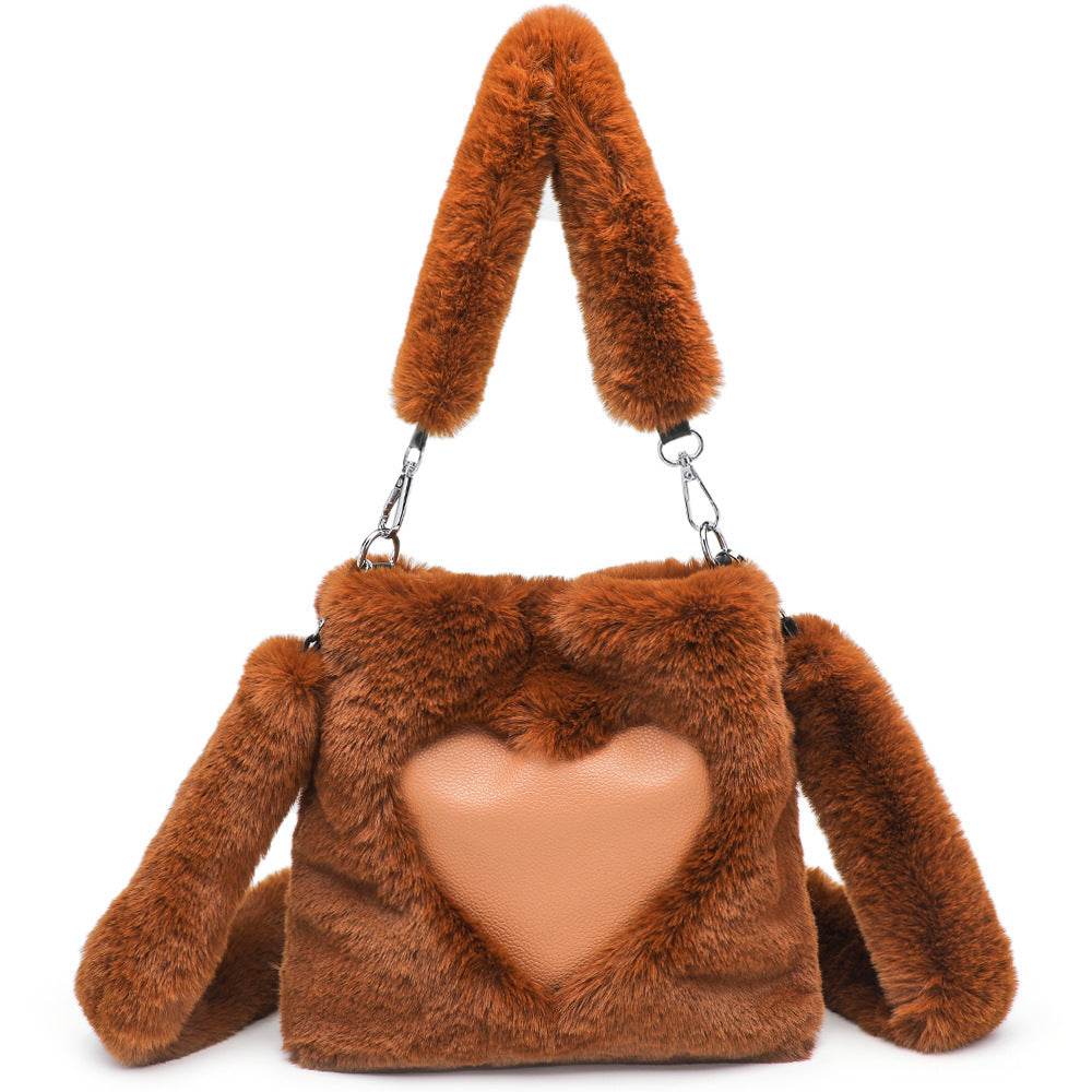 bags : Stella | Sac à Main Femme Moelleux en Forme de Cœur in Marron 22x22x4CM van Seroa