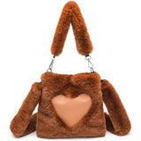 bags : Stella | Sac à Main Femme Moelleux en Forme de Cœur in Marron 22x22x4CM van Seroa