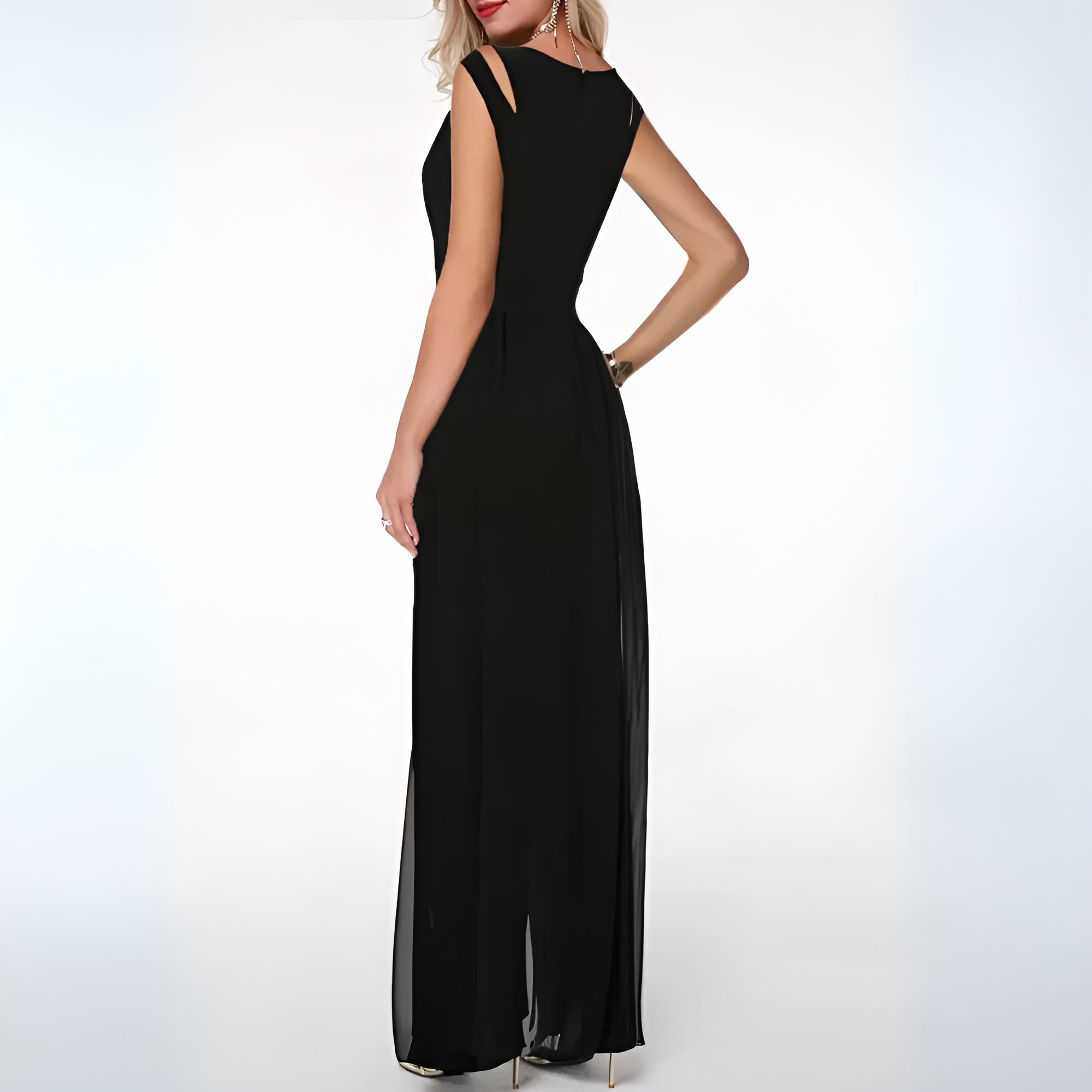 dresses : Eliana – Combinaison Robe Maxi Élégante Sans Manches en Chiffon in van Seroa