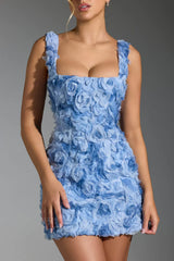 dresses : Elena – Robe courte moulante avec appliqué rose 3D sculpté in van Seroa