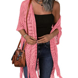 Cozy Summer Hollow-Out Tassel Outerwear Cardigan
