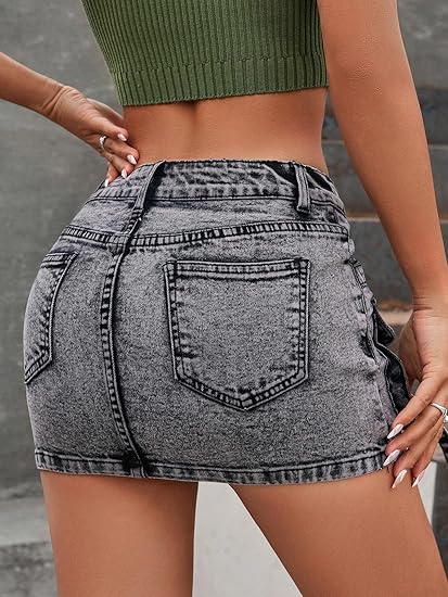 skirts : Agnes | Jupe Longue Femme en Jean A-Line Élégante in van Seroa
