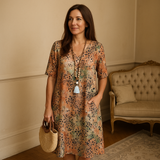 Robe Midi Florale Femme Élégante Estivale pour Cérémonie et Événements Spéciaux