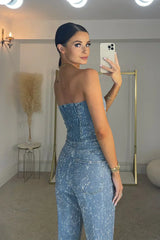dresses : Hadley – Combinaison de Soirée Élégante Sans Bretelles à Paillettes et Coupe Tailleur in van Seroa
