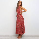 dresses : Maria – Élégante robe midi à pois avec volants in van Seroa