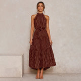 dresses : Maria – Élégante robe midi à pois avec volants in van Seroa