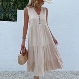 dresses : Ines – Robe Midi d'Été Sans Manches à Boutons et Coupe Décontractée in van Seroa