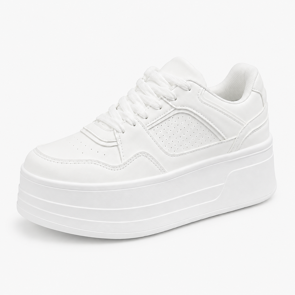 Baskets Blanches Femme Plateforme Synthétique Confortables