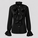 Céleste – Blouse Élégante à Volants avec Manches Statement