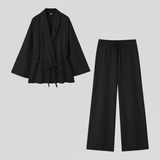Eleganter Leinenkimono für Damen mit Gürtel - perfekt für Sommer und Frühling