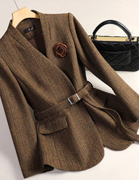 Schwarzer Damenblazer aus Wolle mit eleganter Spitze – schicke Jacke