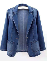 Hellblauer Damen-Jeansblazer aus Baumwolle, tailliert geschnitten
