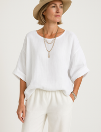Blouse Ample Femme Élégance Naturelle Naturel Coton Fluide