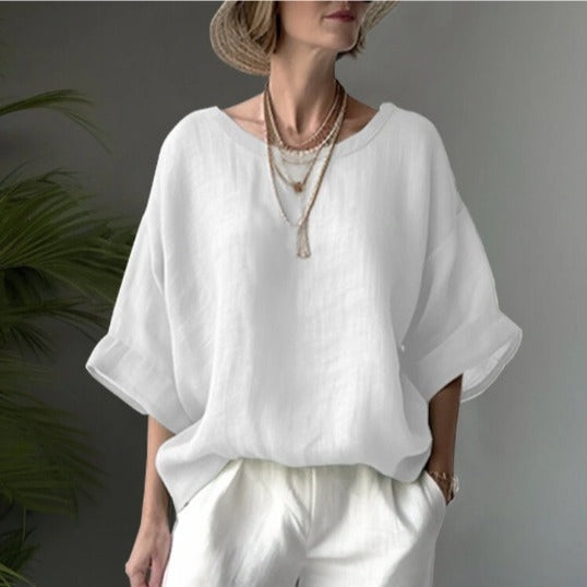 Blouse Ample Femme en Coton Lin Chic 1