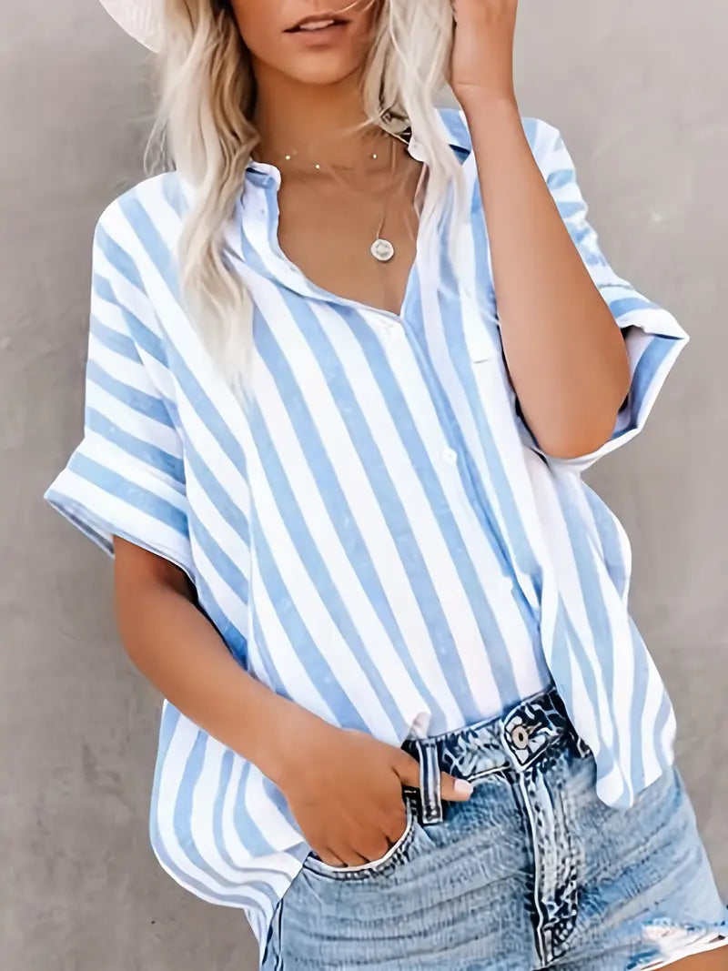 Blouse Femme Ample à Rayures Élégante 0