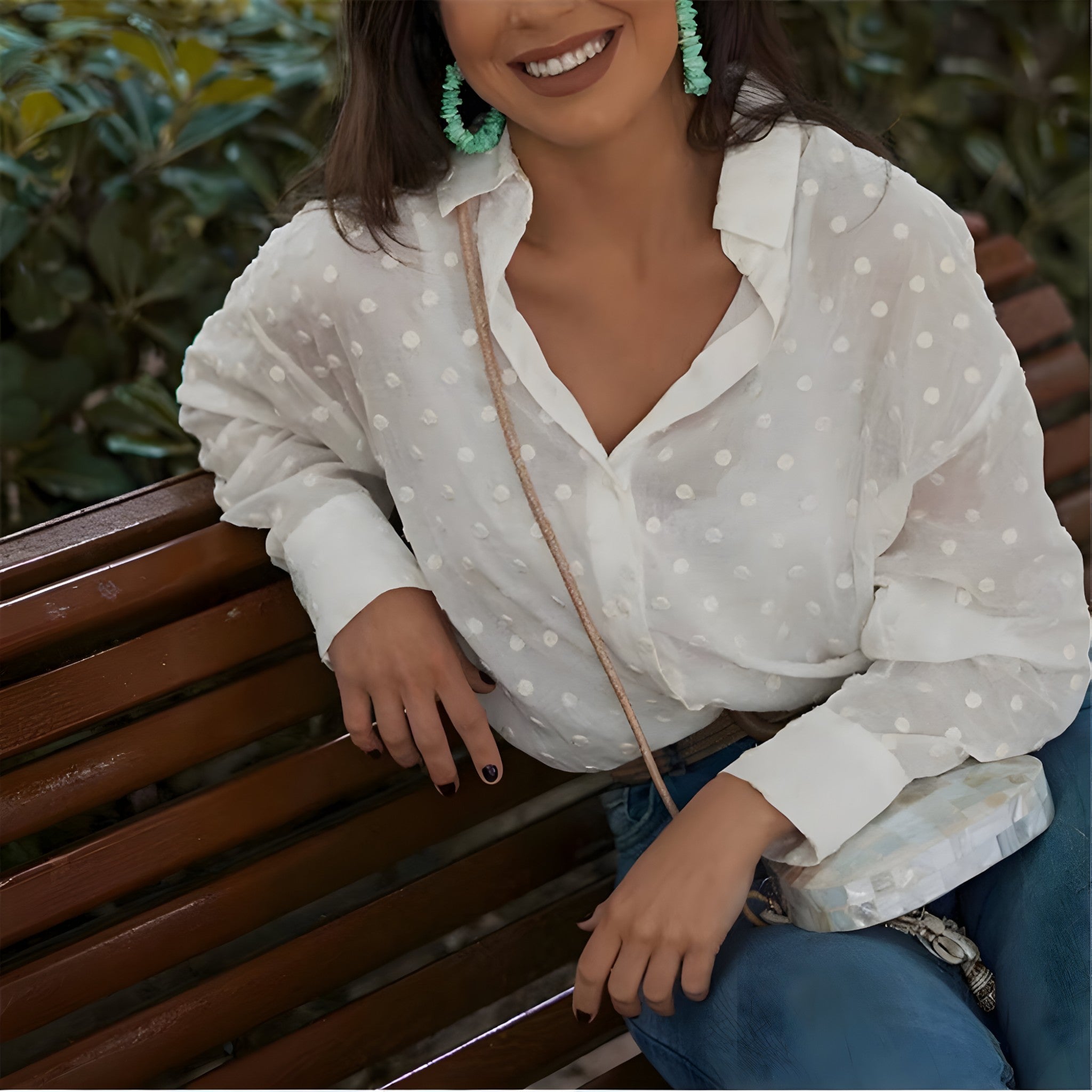 Blouses pour femmes : Amalie | Blouse Femme à Pois en Tissu Léger in van Seroa