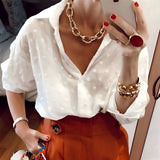 Blouses pour femmes : Amalie | Blouse Femme à Pois en Tissu Léger in van Seroa